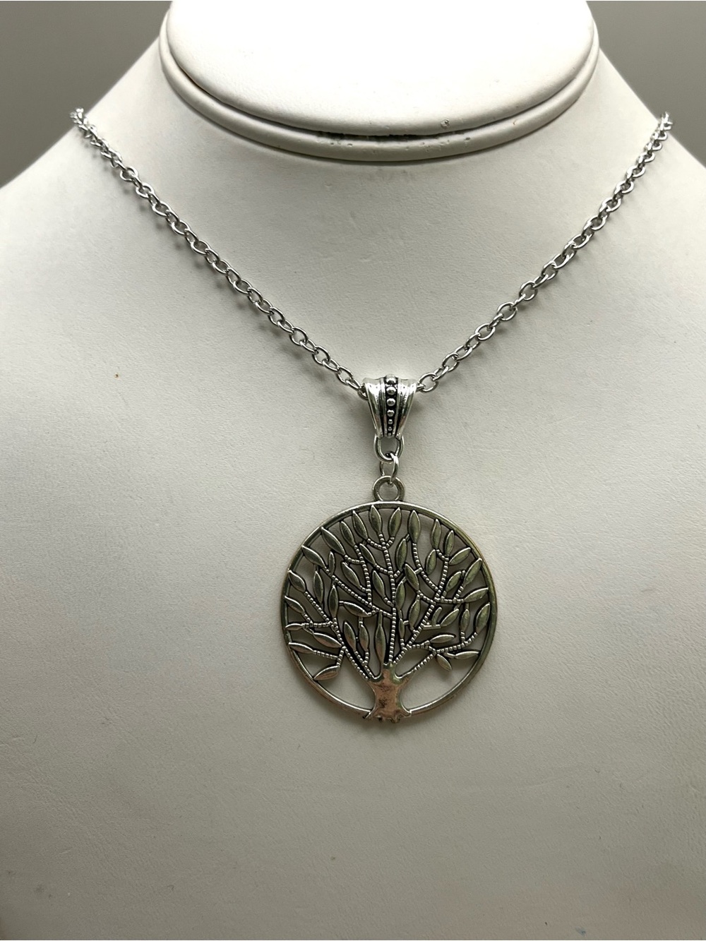 Silver Tone Tree of Life Pendant Necklace | Boho Spiritual Statement Charm - Picture 6 of 6